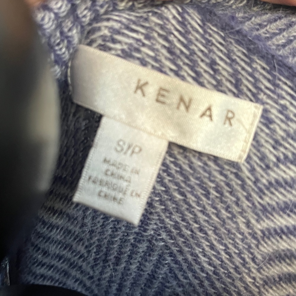 EUC Kenar Nylon & Angora Blend Blue & Grey Chevron Long Open Cardigan Small - Picture 6 of 6
